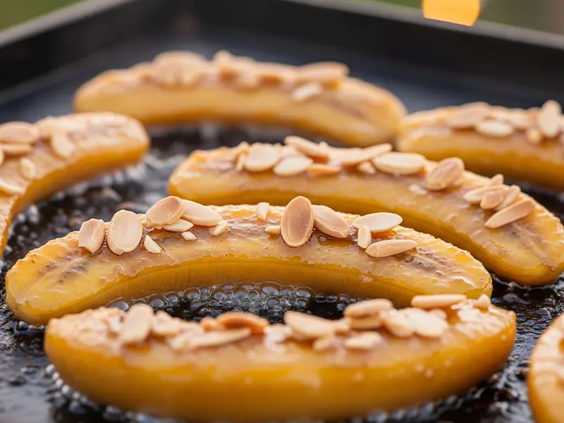Bananes dorées sur une plancha, flambées à la Williamine